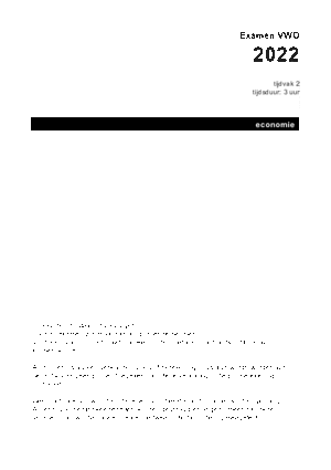 Antwoorden examen VWO economie 2022, tijdvak 2