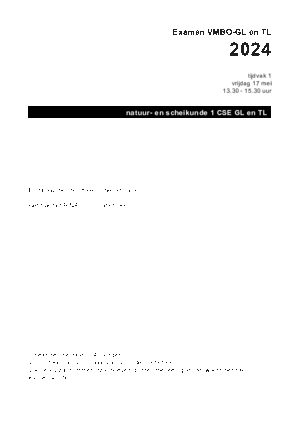 Antwoorden examen VMBO GLTL natuur- en scheikunde 1 2024, tijdvak 1